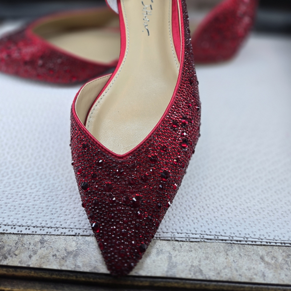 Betsey Johnson Red Rhinestone Flats